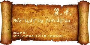 Mátyásy Alfréda névjegykártya